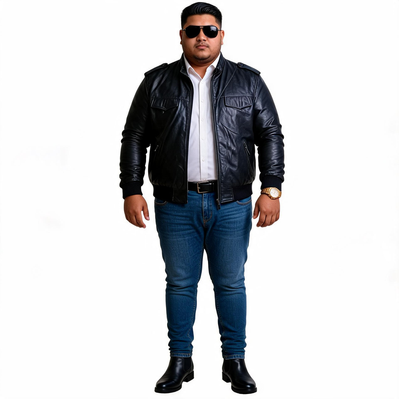 Black leather jacket for man.