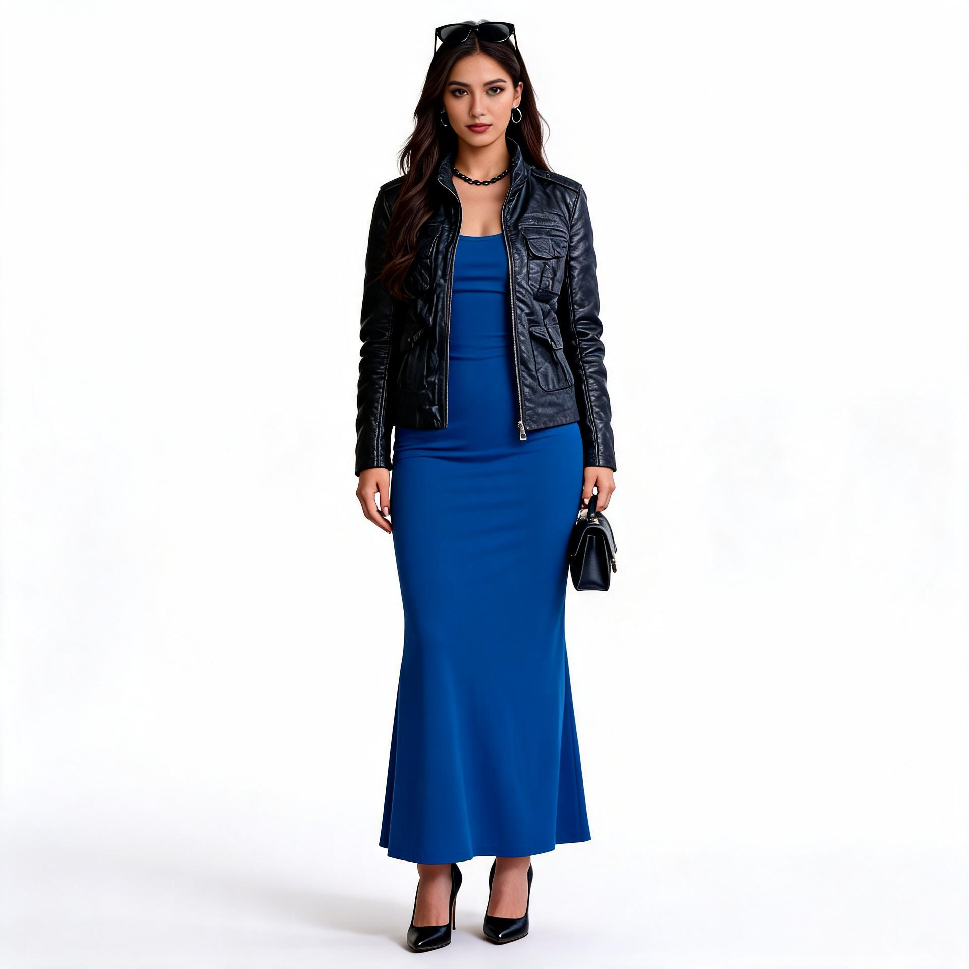 Ladies black leather jacket.
