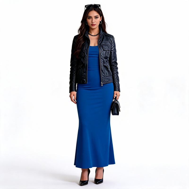 Ladies black leather jacket.