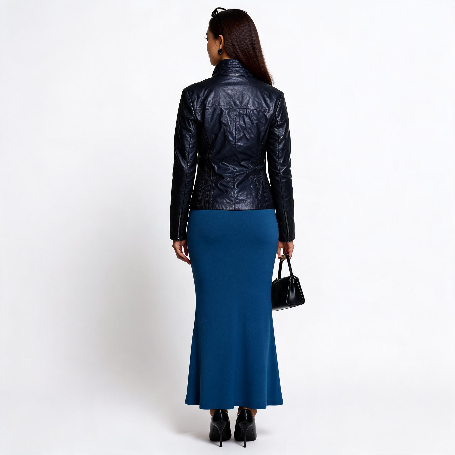 Ladies black leather jacket.