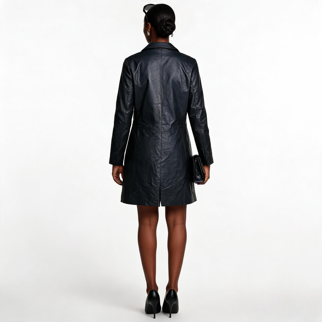 Ladies black leather jacket.