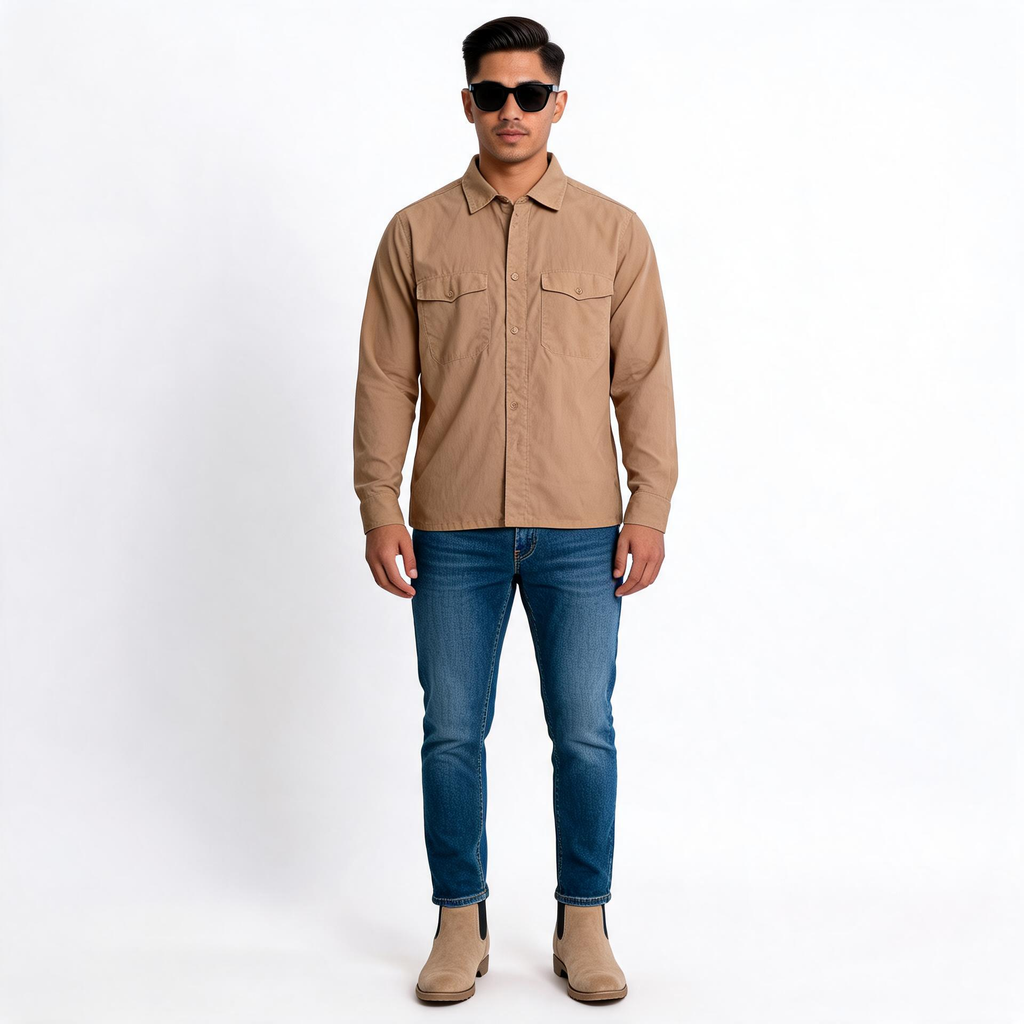 Brown leather shirt for man.