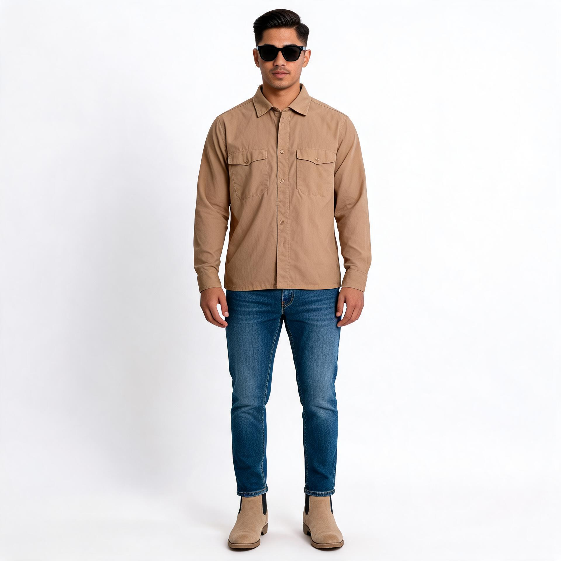 Brown leather shirt for man.