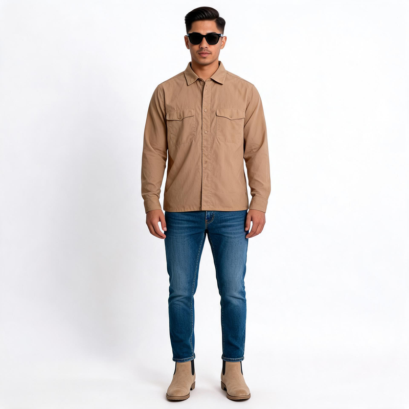 Brown leather shirt for man.