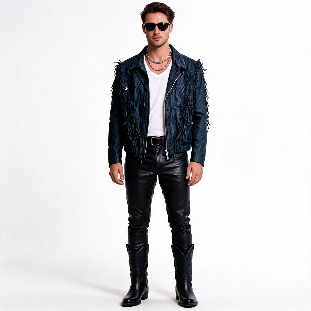 Black leather jacket for man.