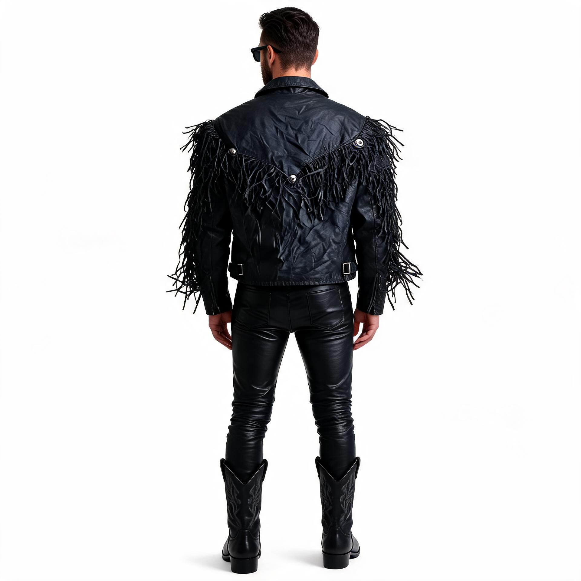 Black leather jacket for man.