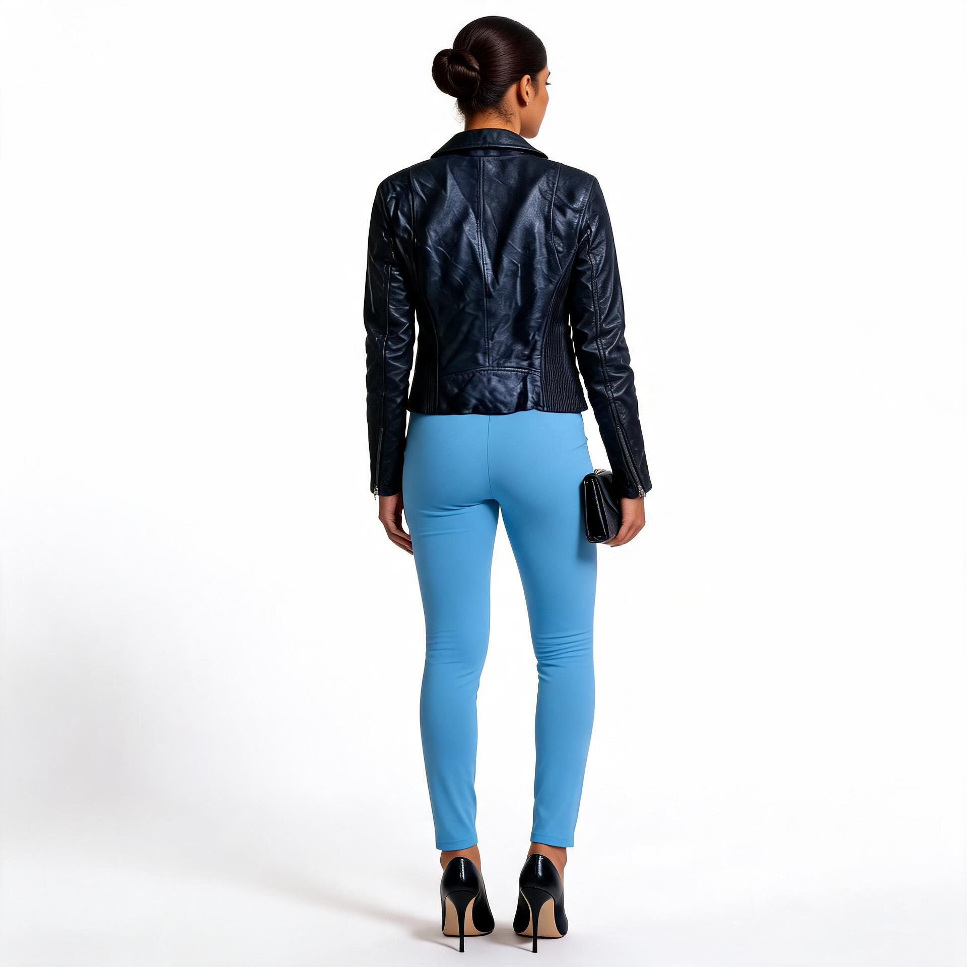 Ladies black leather jacket.
