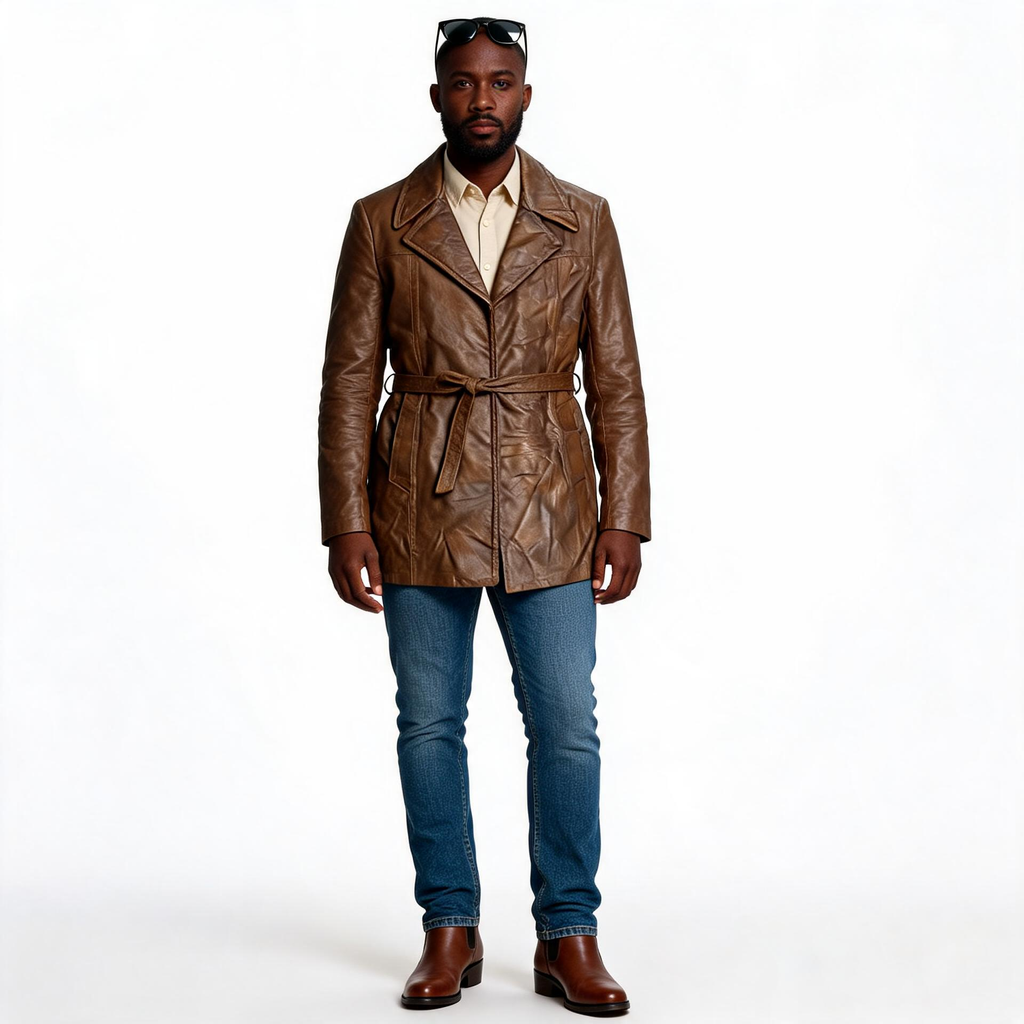 Brown leather jacket for man.