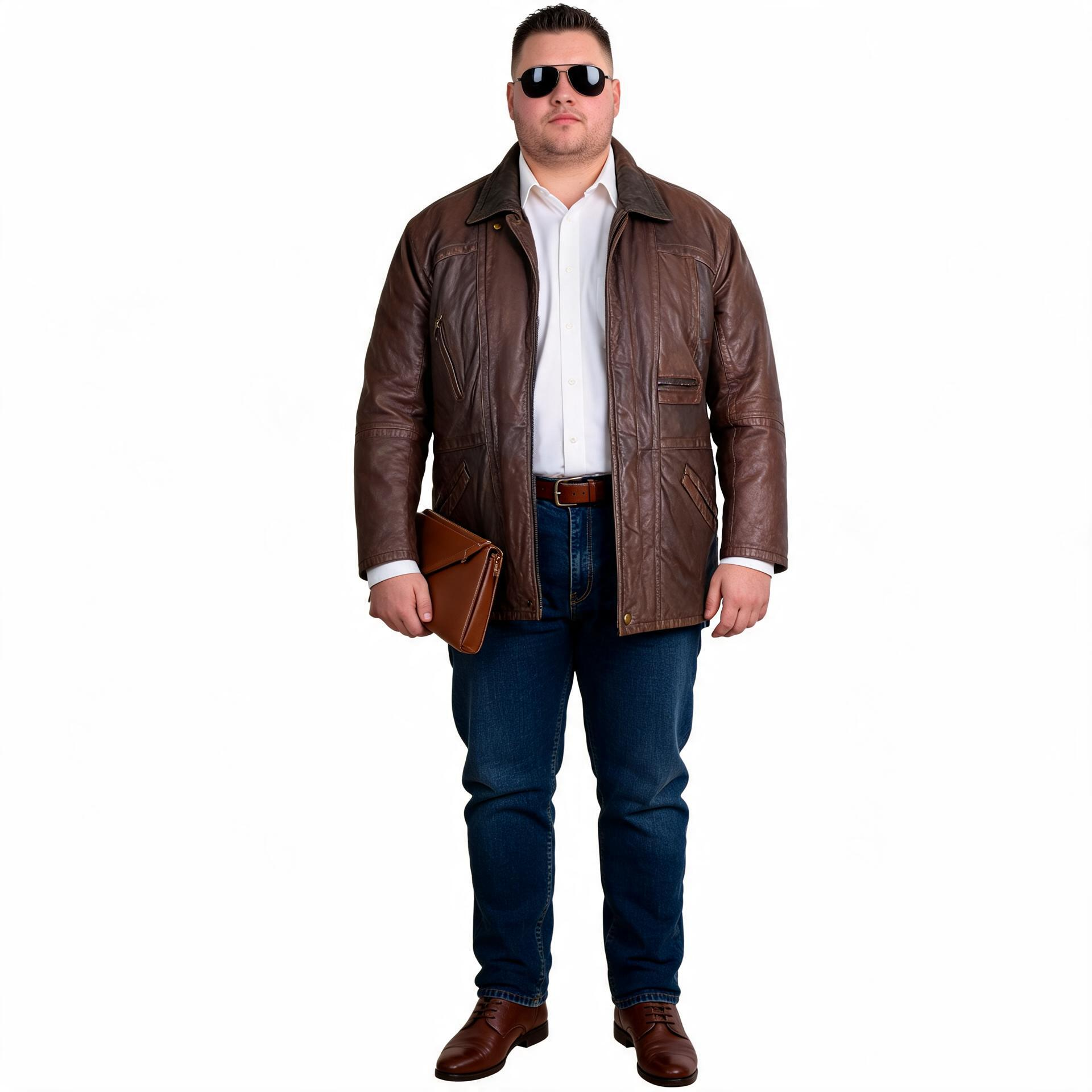 Brown leather jacket for man.