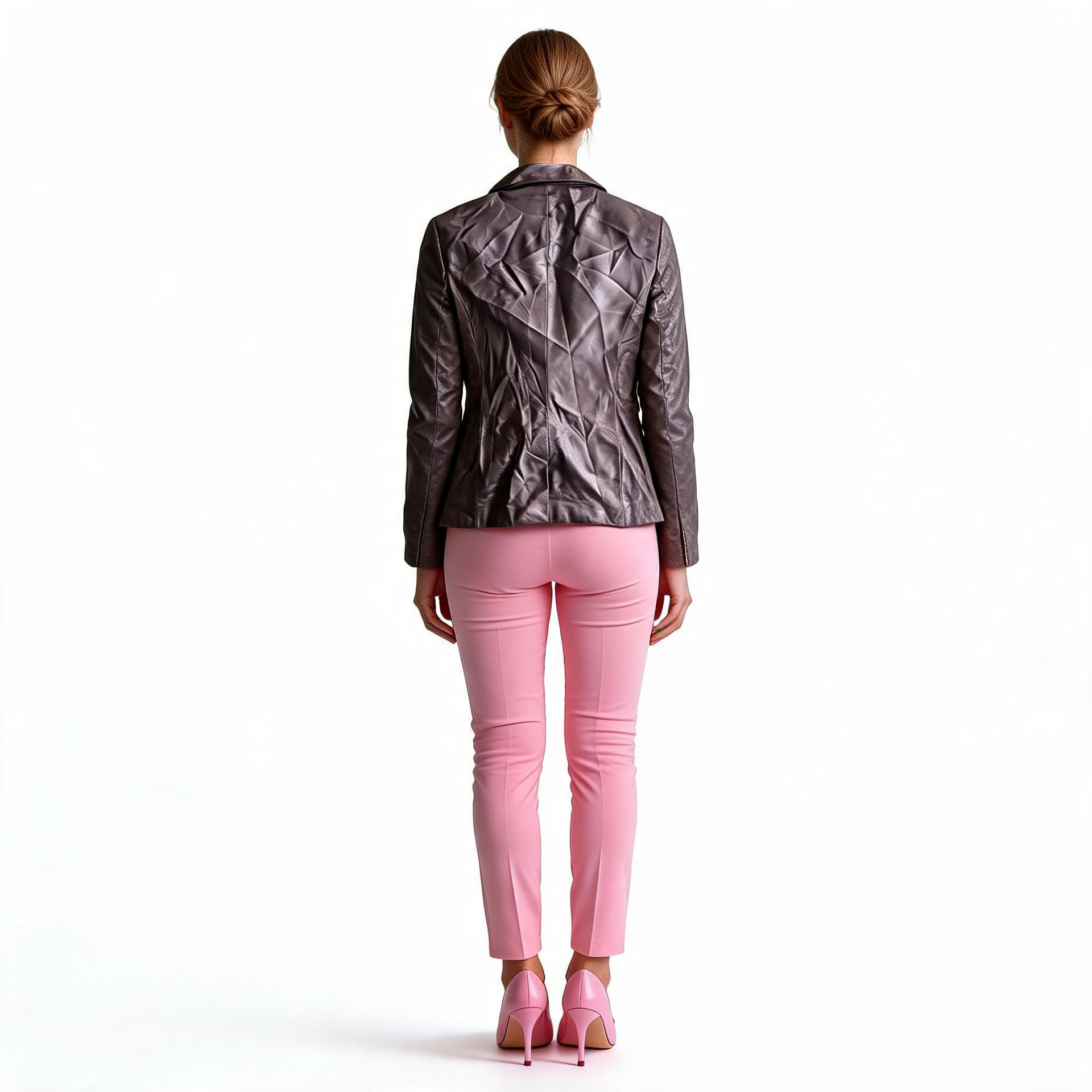 Shinny gold leather jacket for ladies.