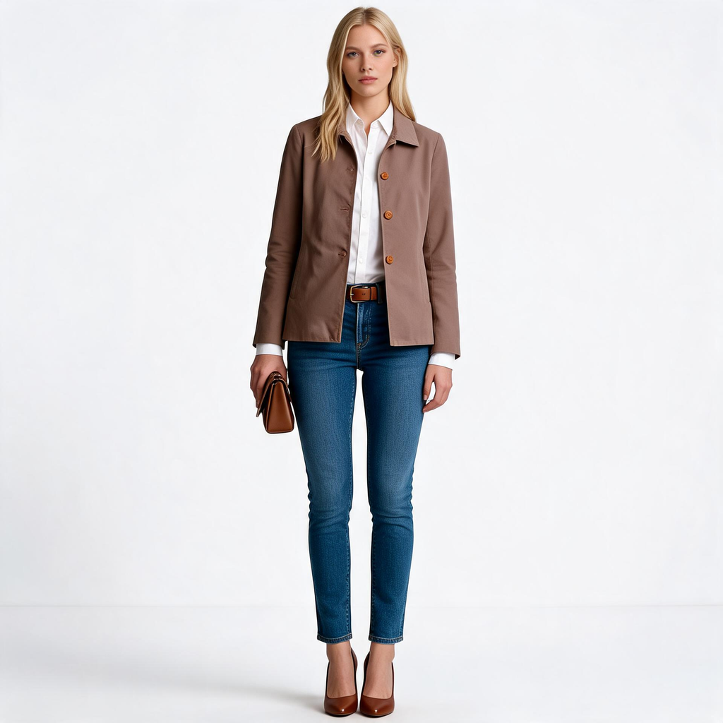 Ladies brown leather jacket.