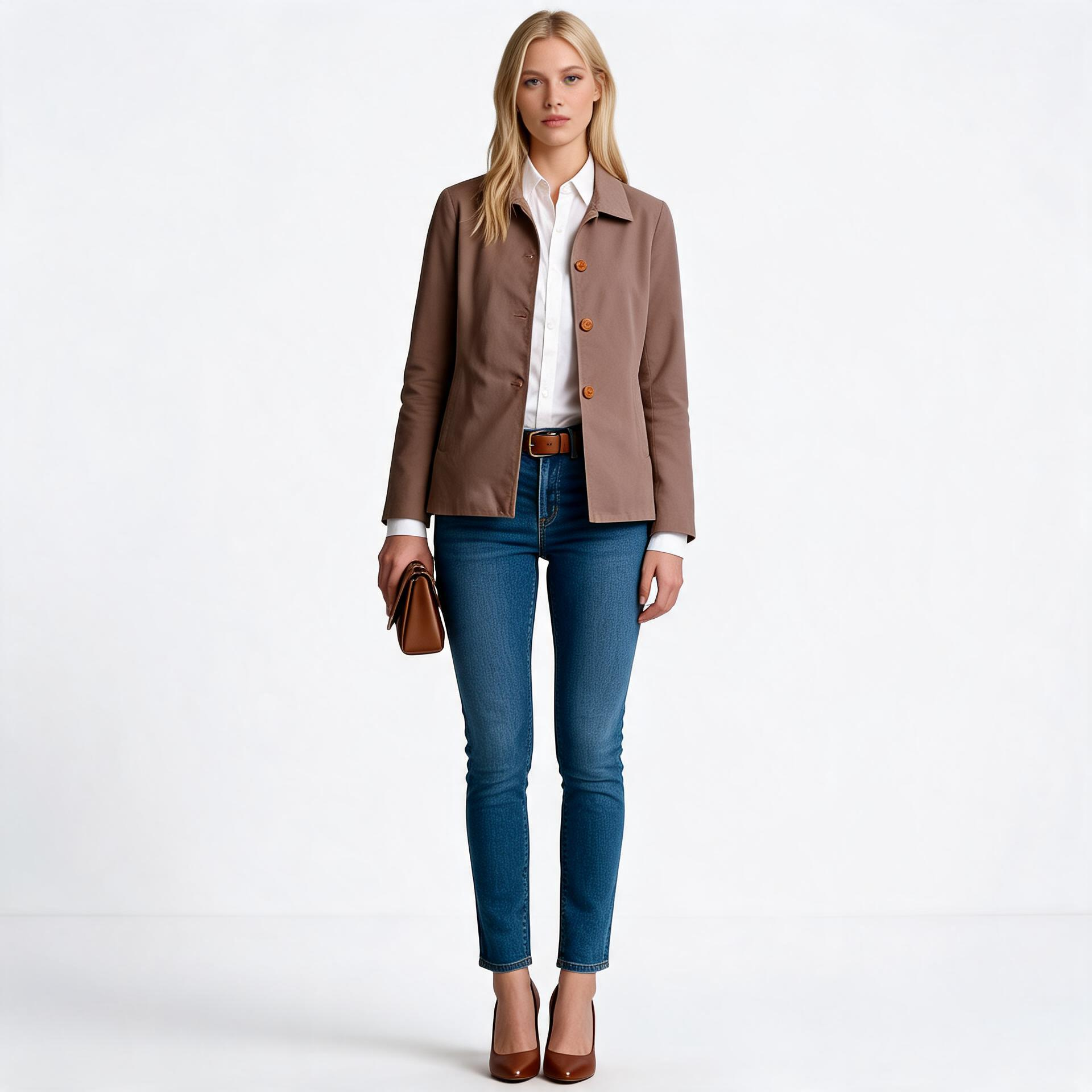 Ladies brown leather jacket.