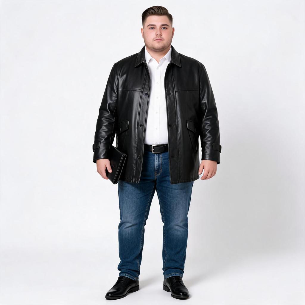 Black leather jacket for man.