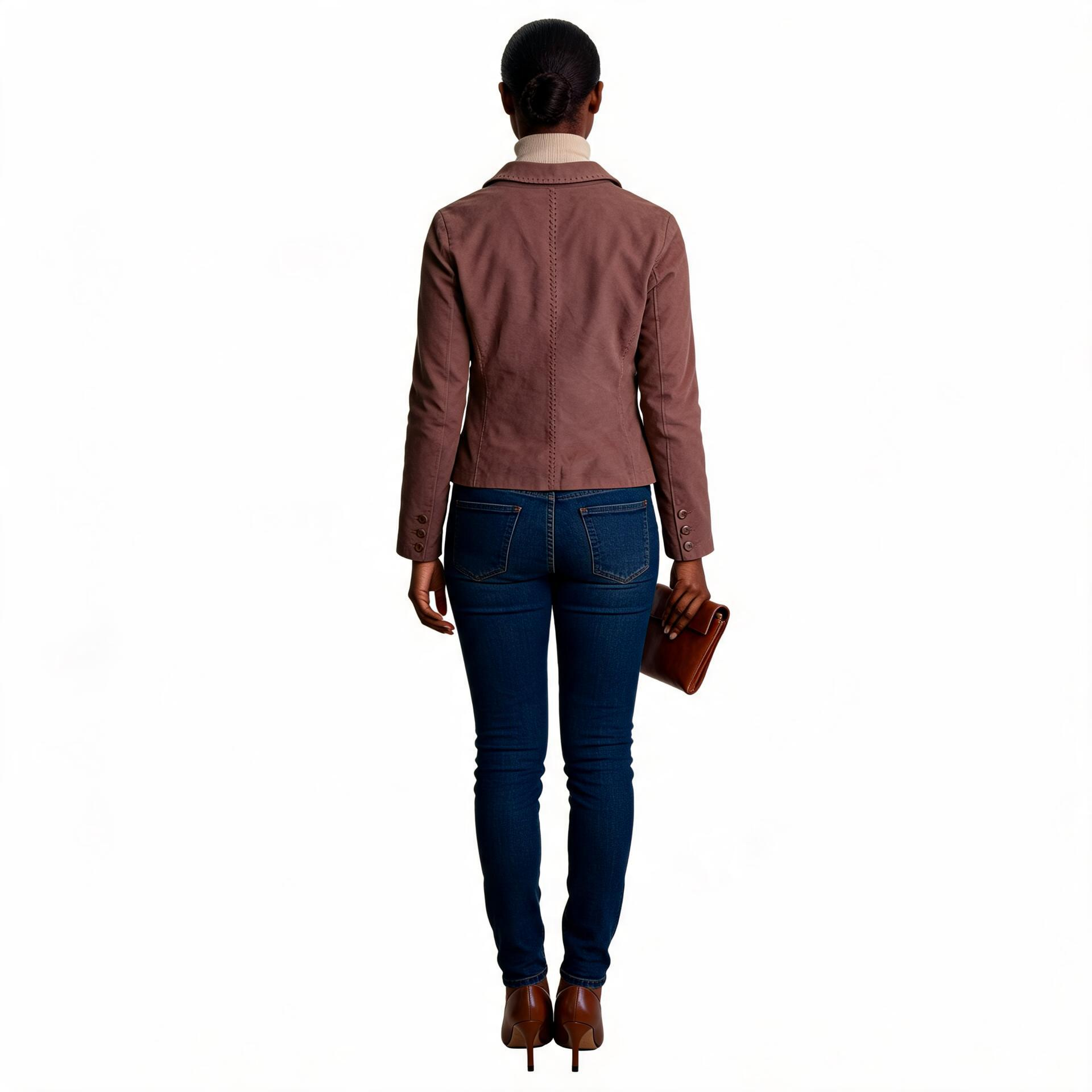 Brown leather jacket for ladies.
