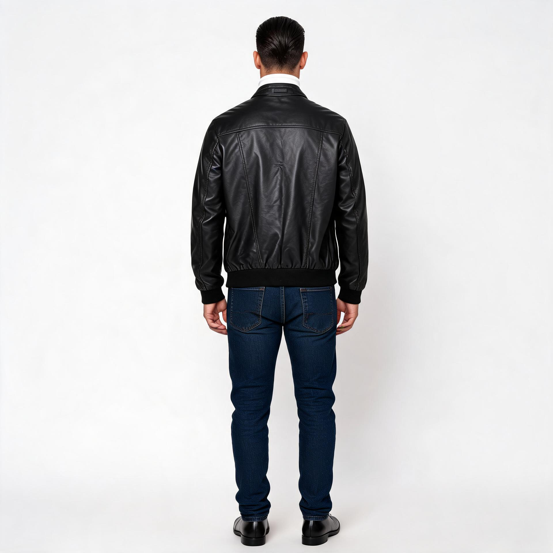 Black leather jacket for man.