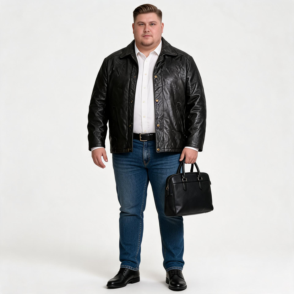 Black leather jacket for man.