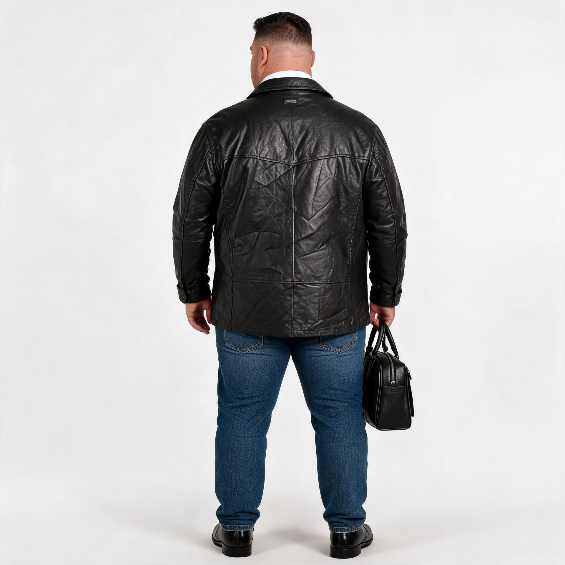 Black leather jacket for man.