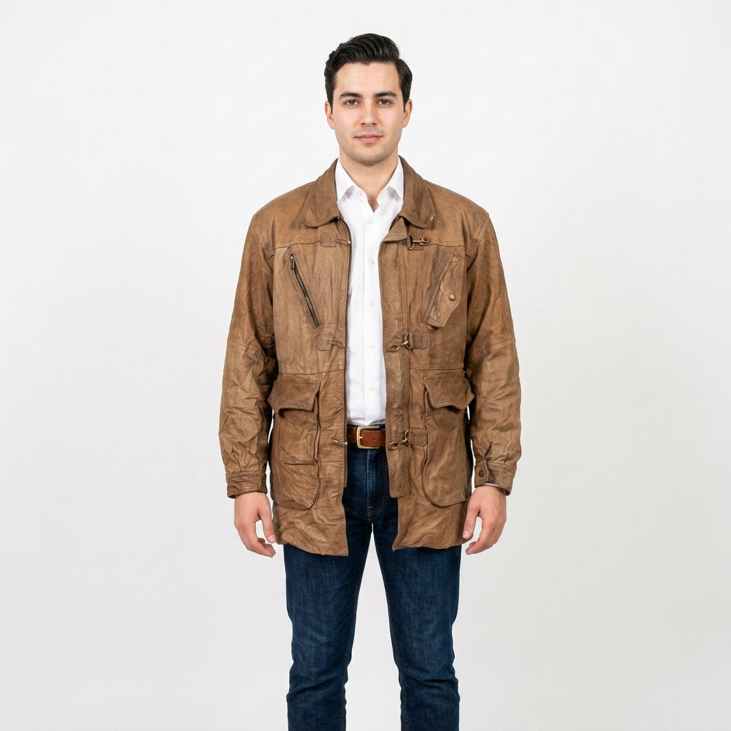 Brown leather jacket for man.