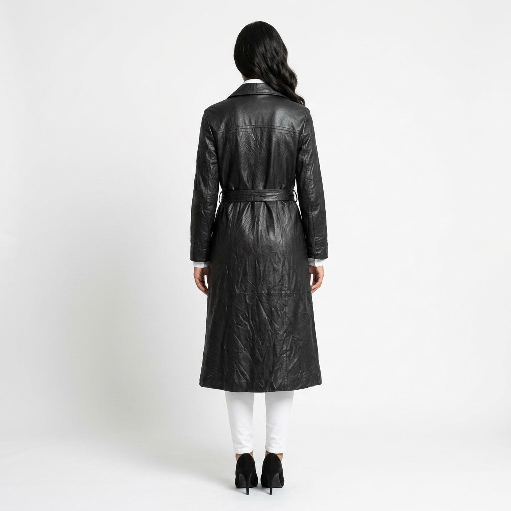 Ladies black leather jacket.