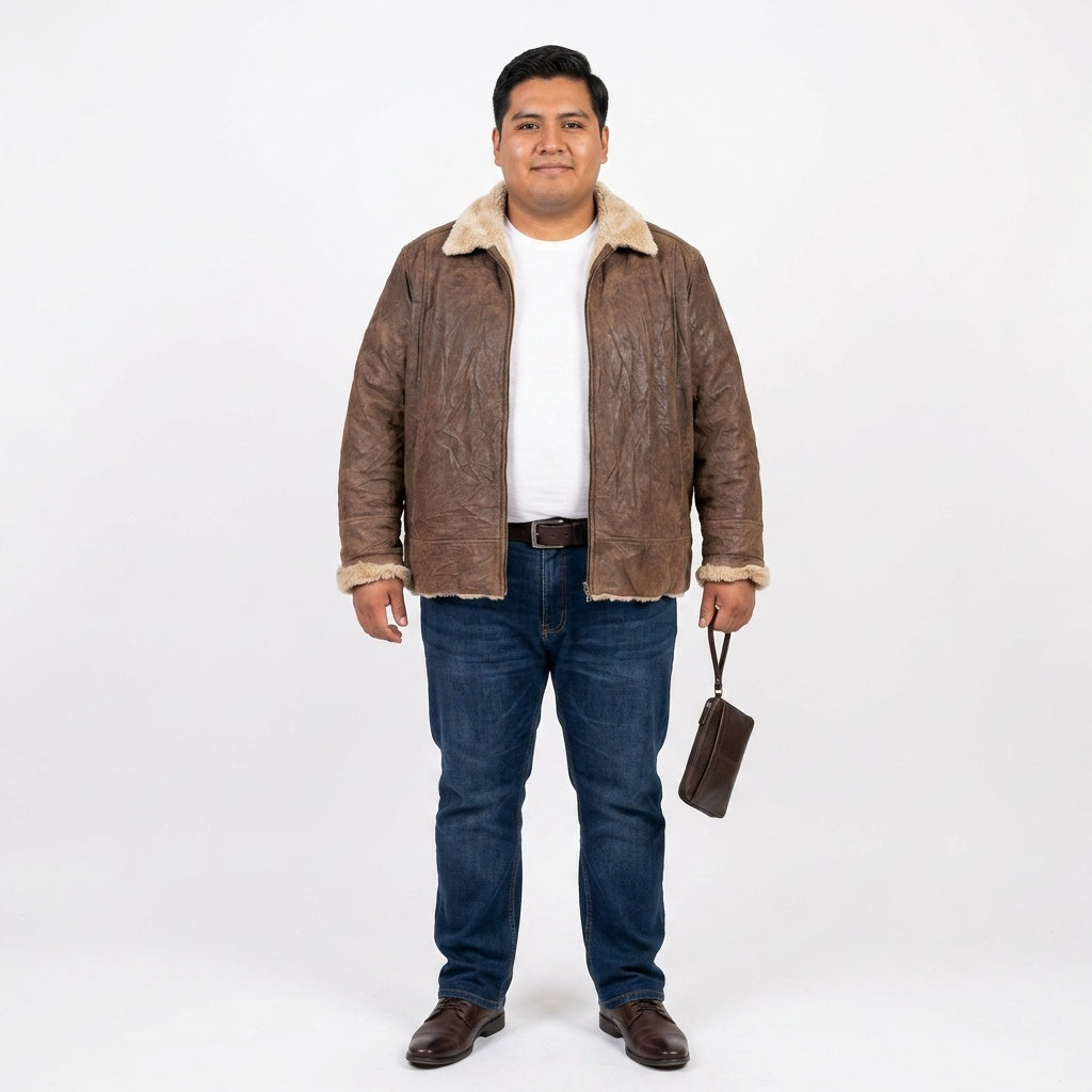 Brown leather jacket for man.