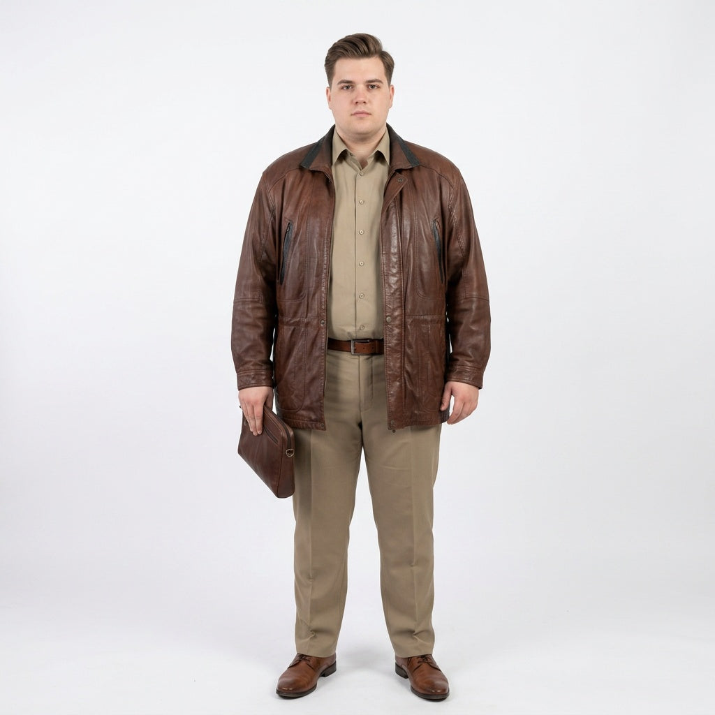 Brown leather jacket for man.