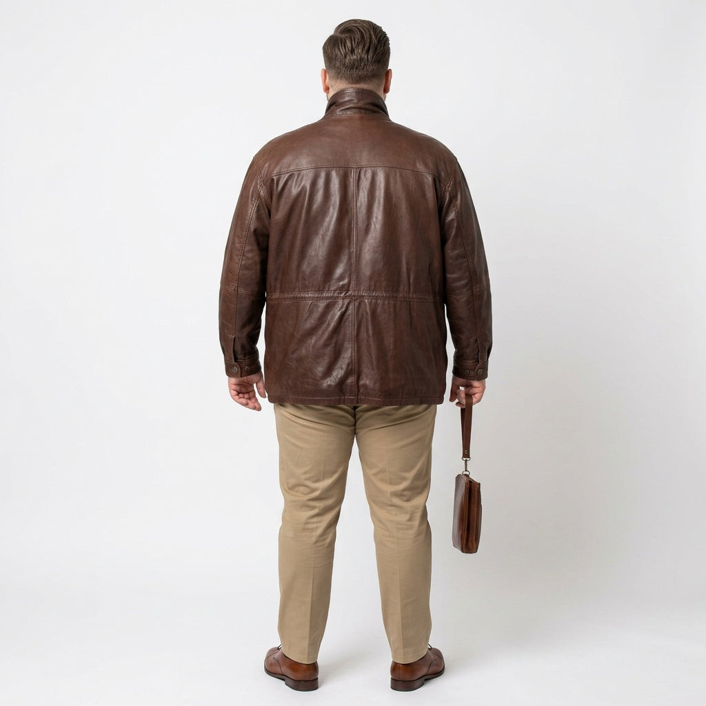 Brown leather jacket for man.