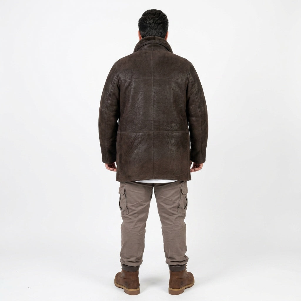 Dark brown leather jacket for man.
