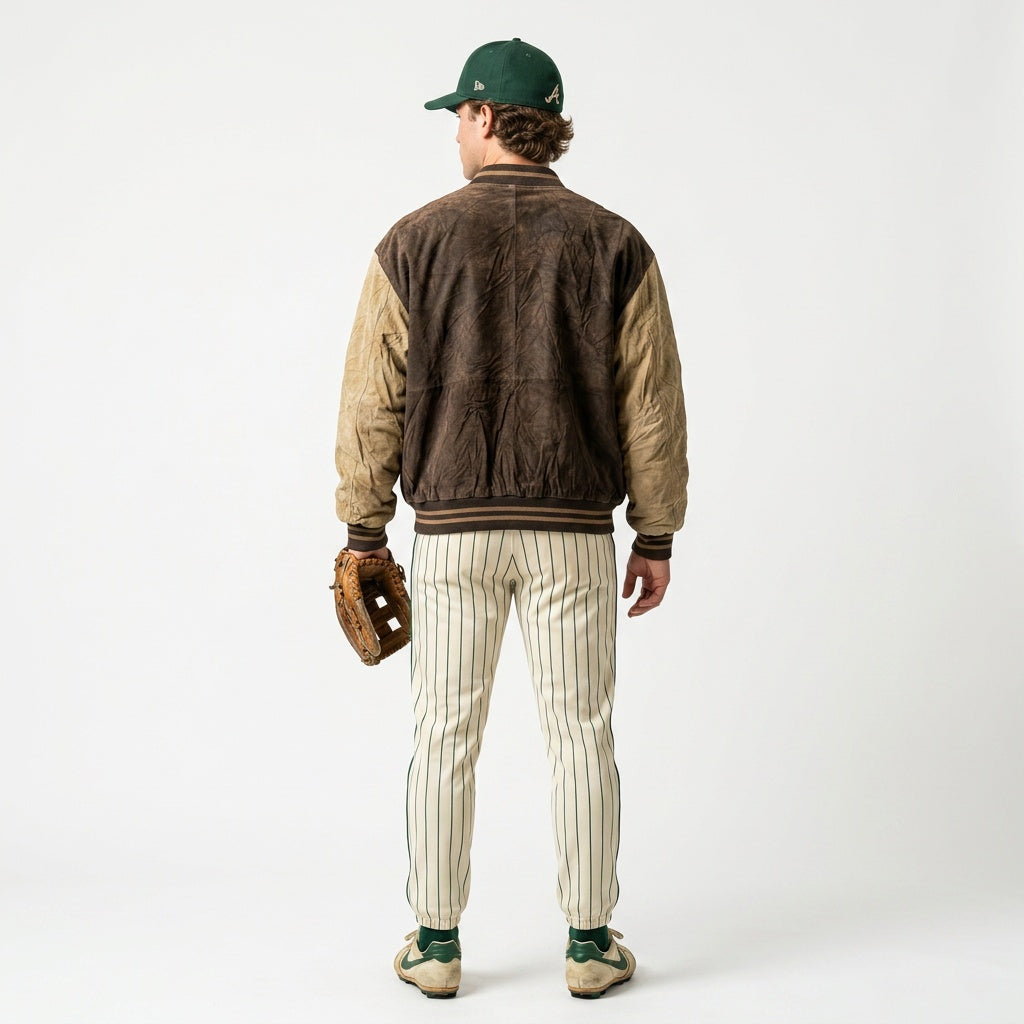Camel and brown leather jacket for man.
