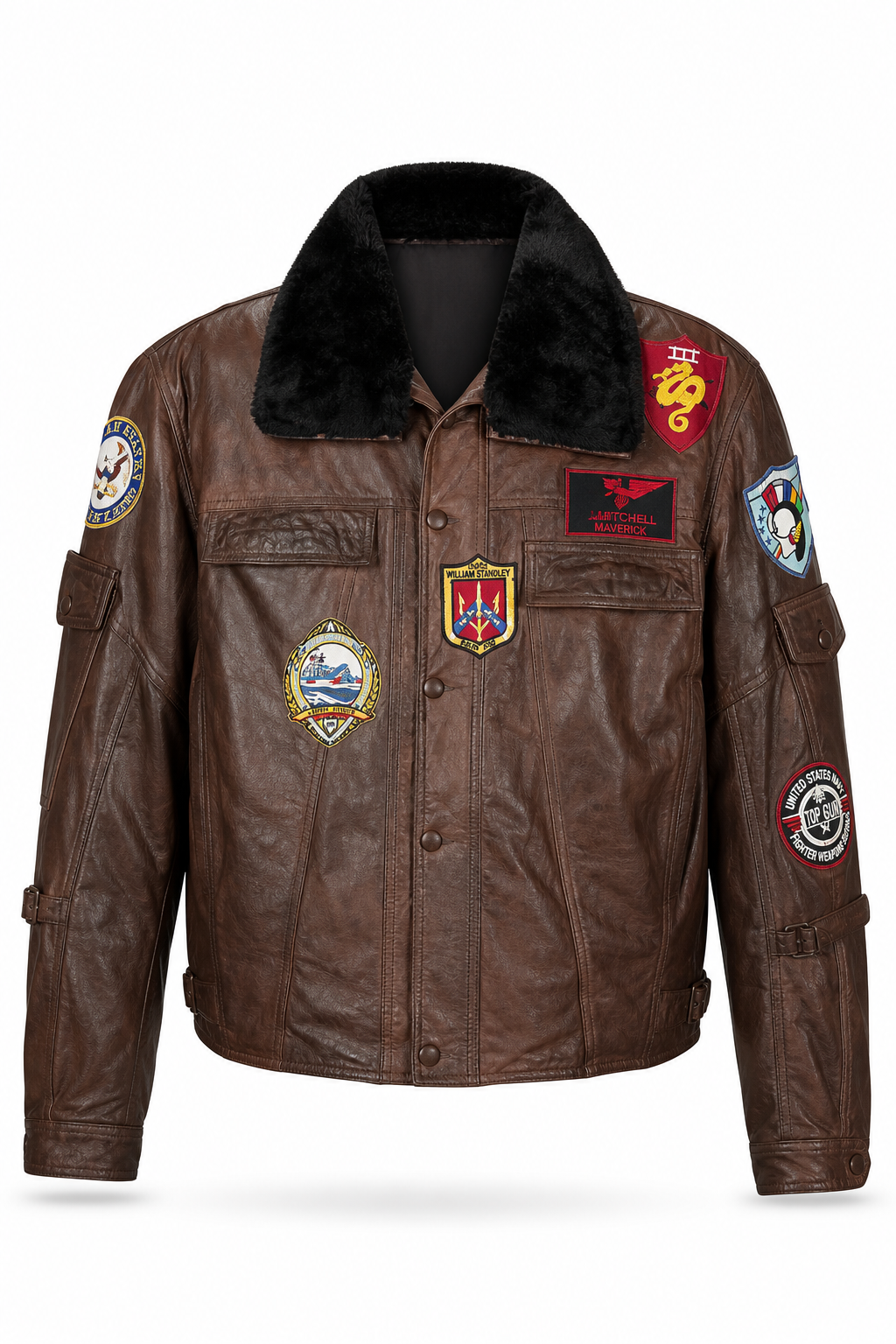 Brown leather jacket for men.