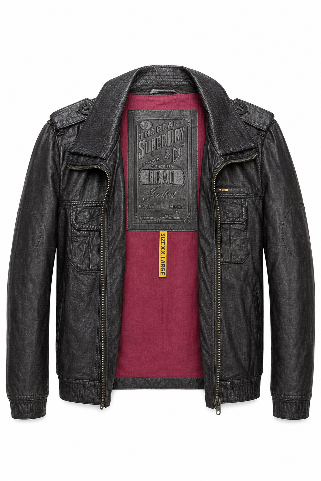 Dark brown leather jacket for man.