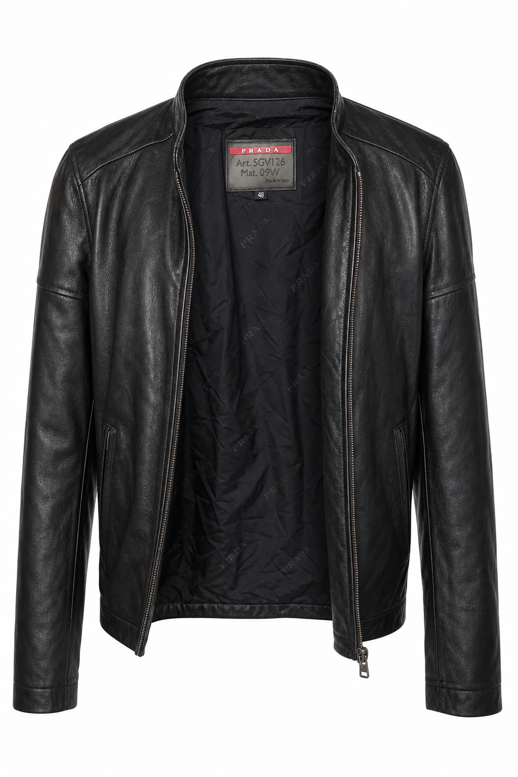 Ladies black leather jacket.