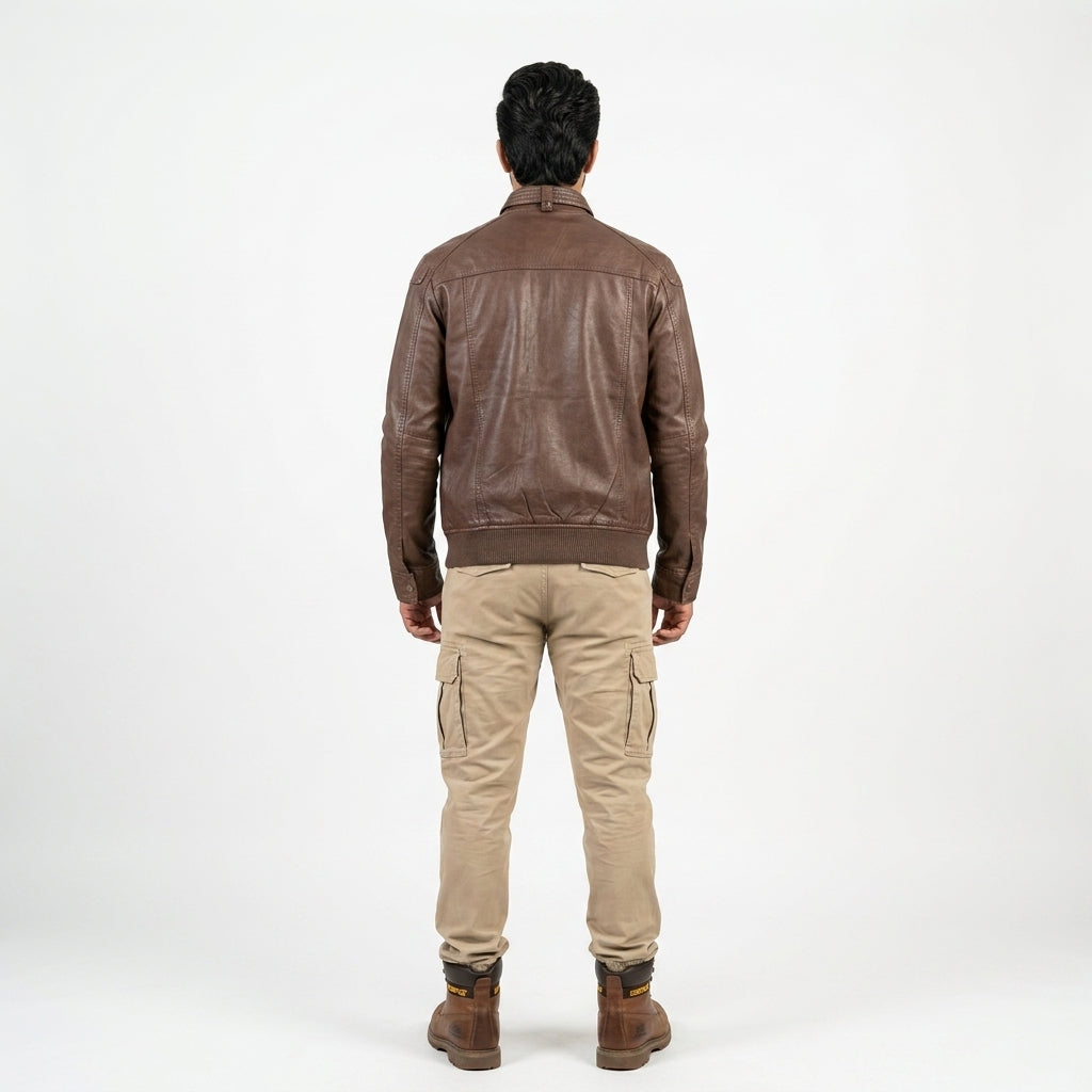 Brown leather jacket for man.