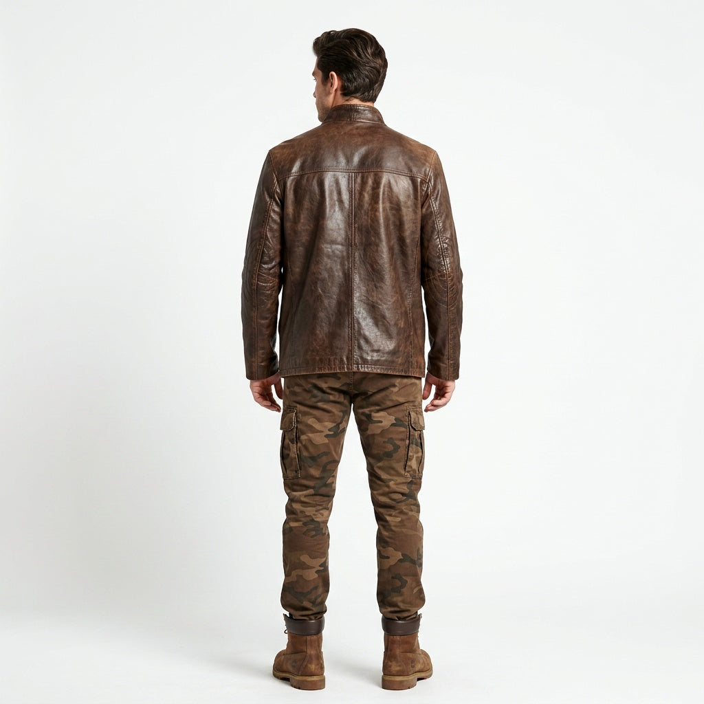 Brown leather jacket for man.