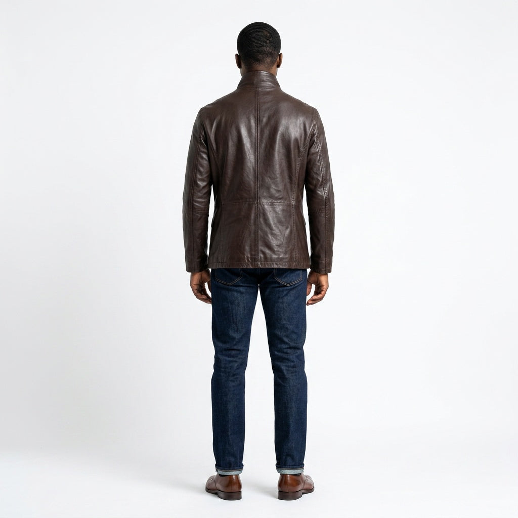 Brown leather jacket for man.
