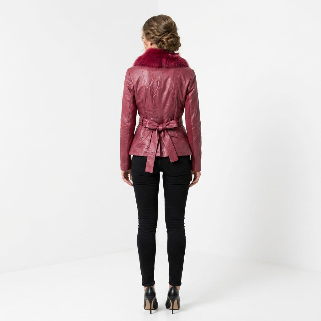 LADIES RED LEATHER JACKET.