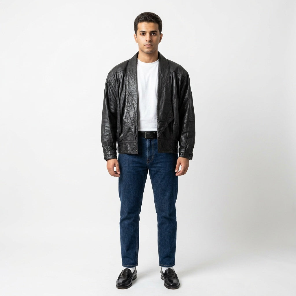 Black leather jacket for man.