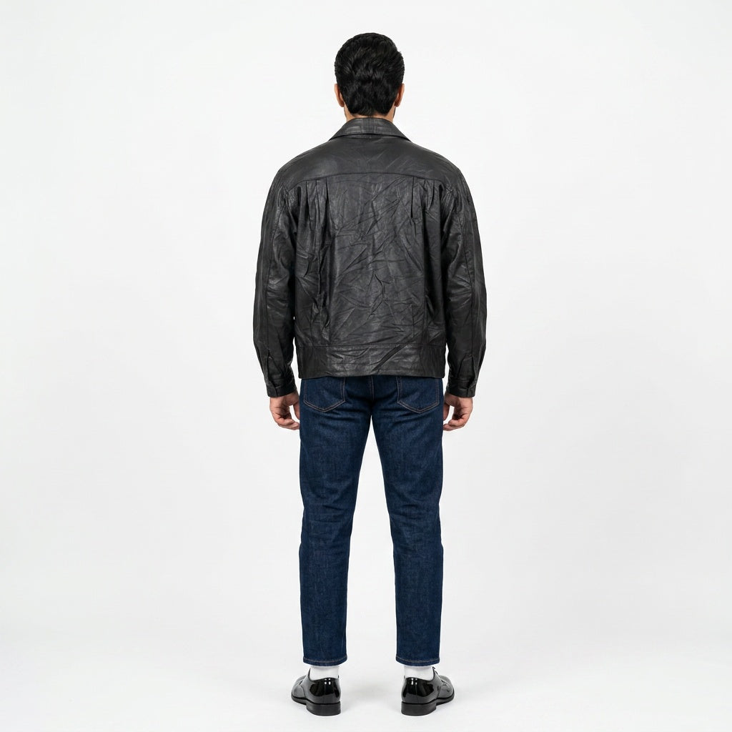 Black leather jacket for man.