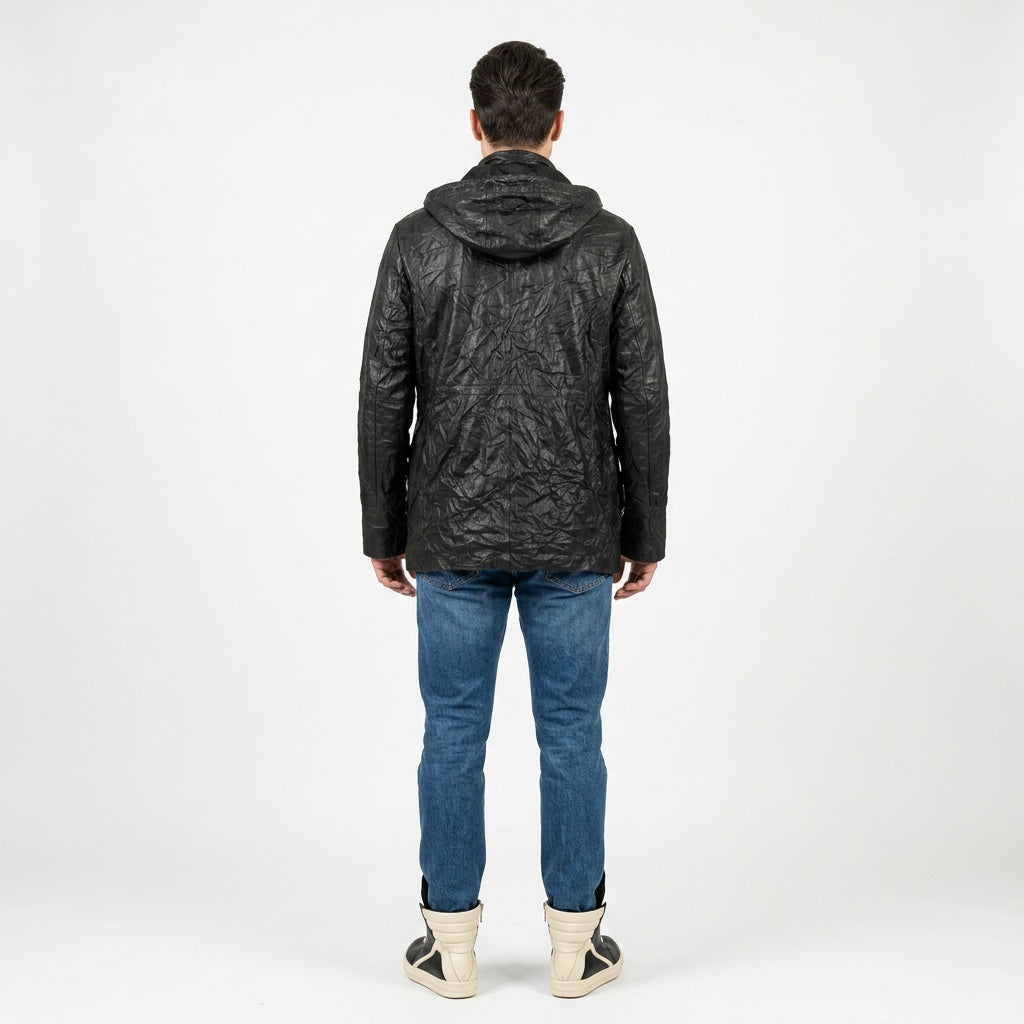 Black leather jacket for man.