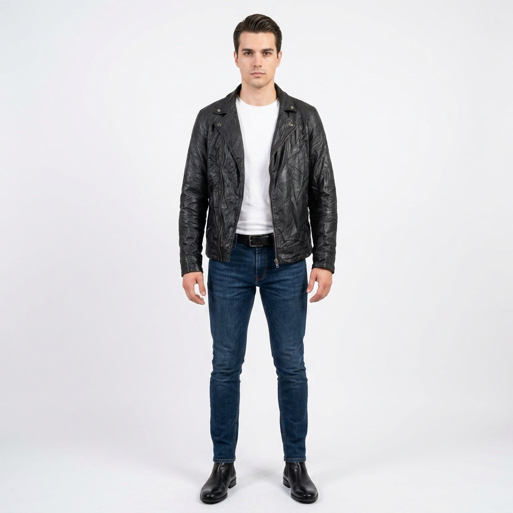Black leather jacket for man.