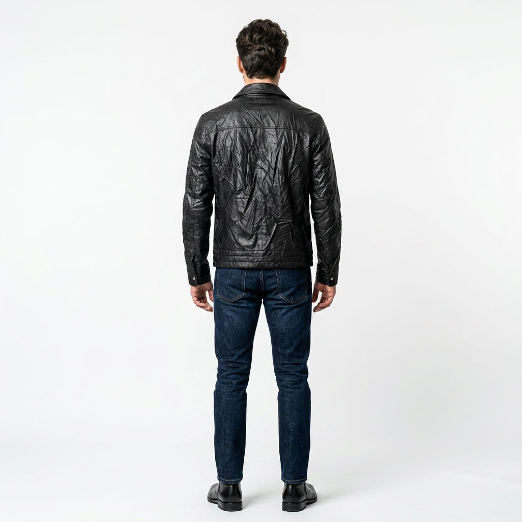 Black leather jacket for man.