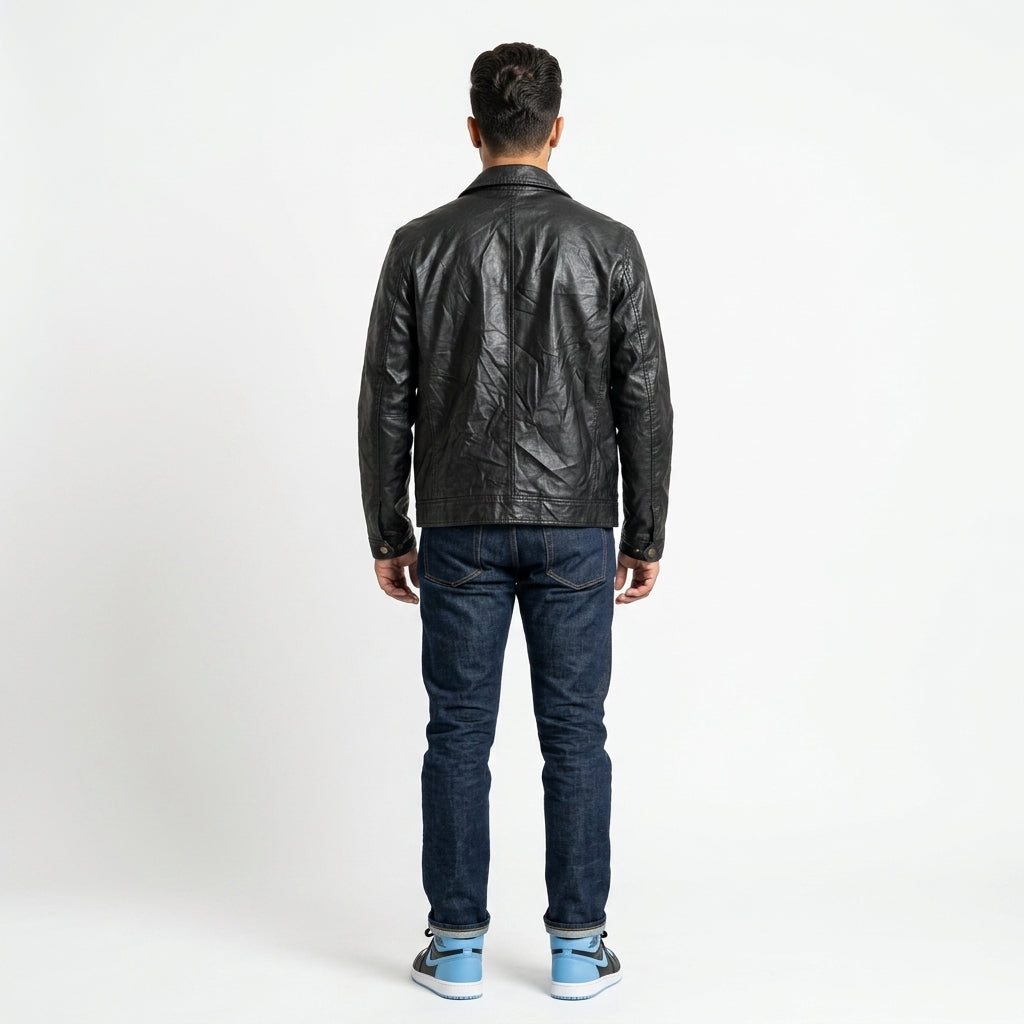 Black leather jacket for man.