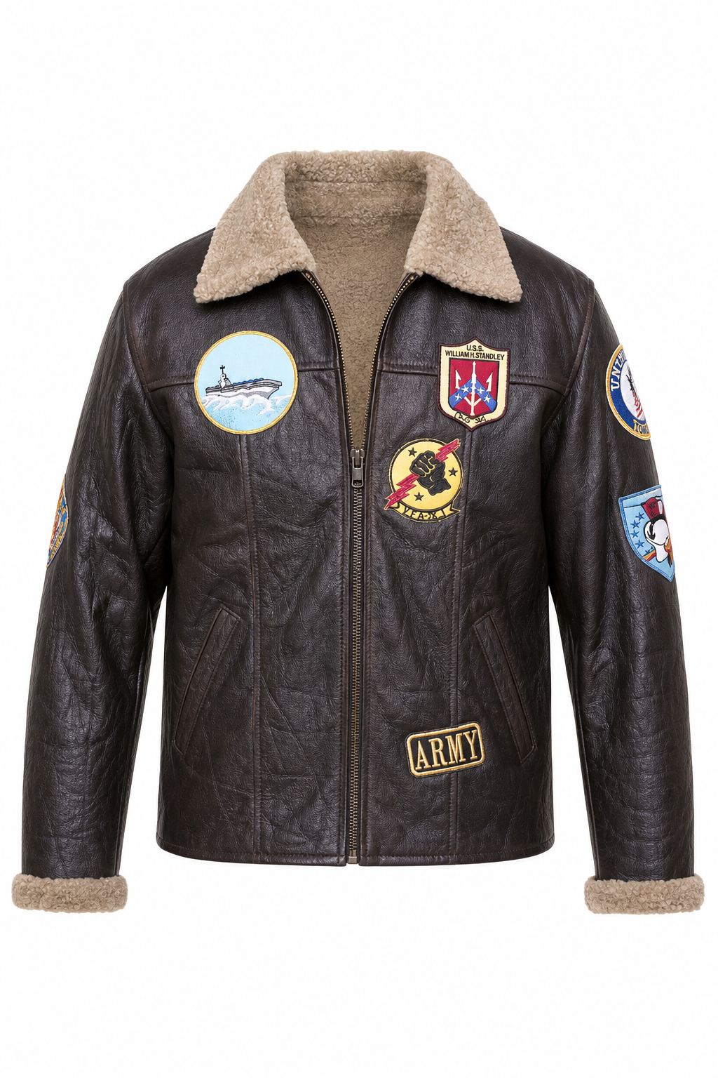 Ladies brown leather jacket.