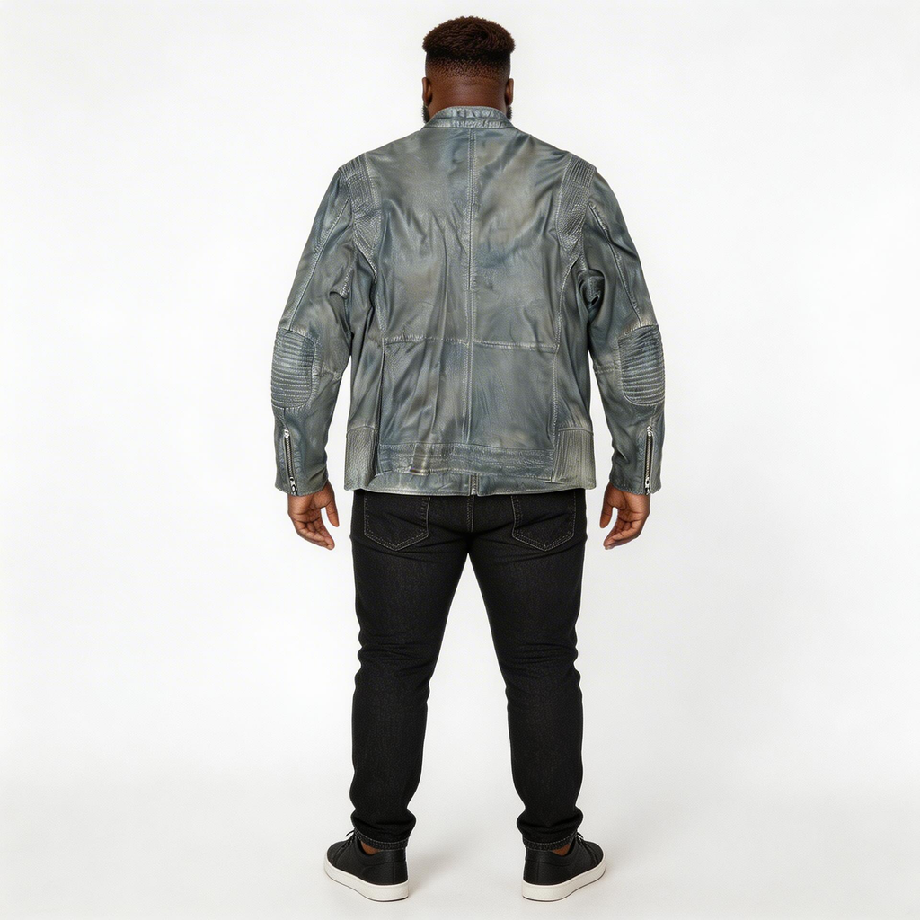 Faded grey leather jacket for man.man