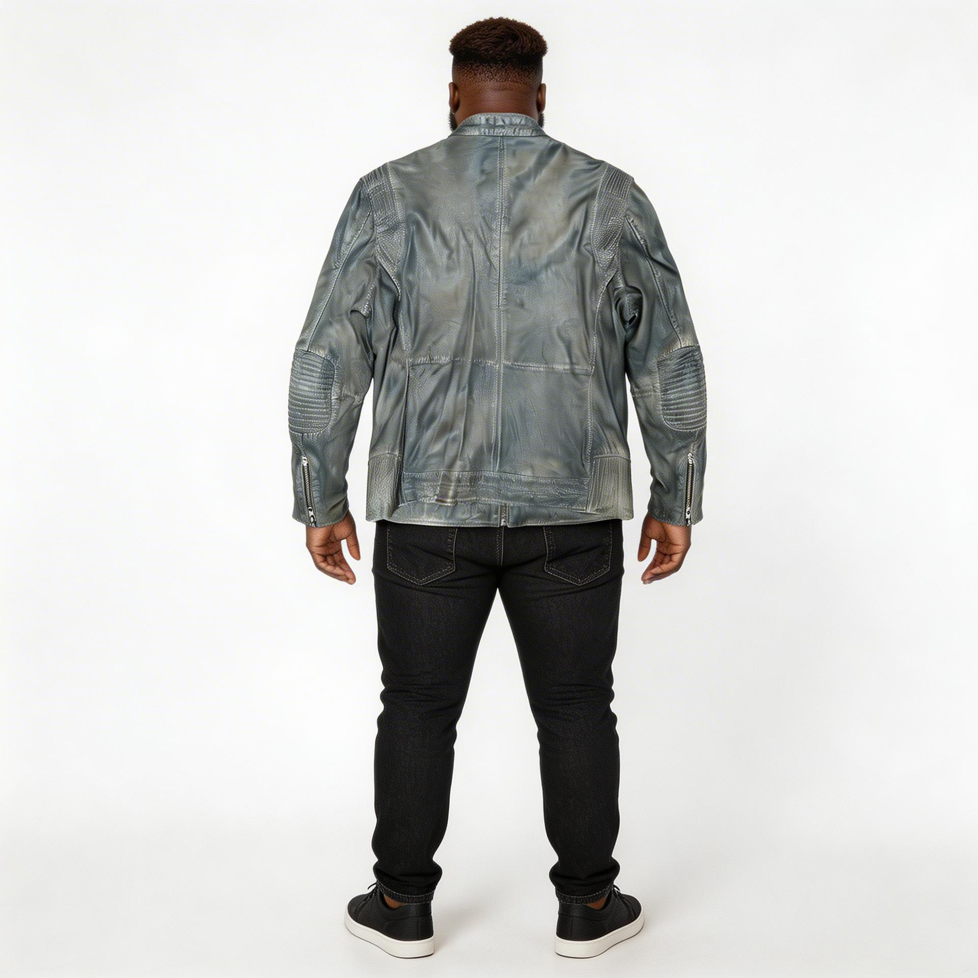 Faded grey leather jacket for man.man