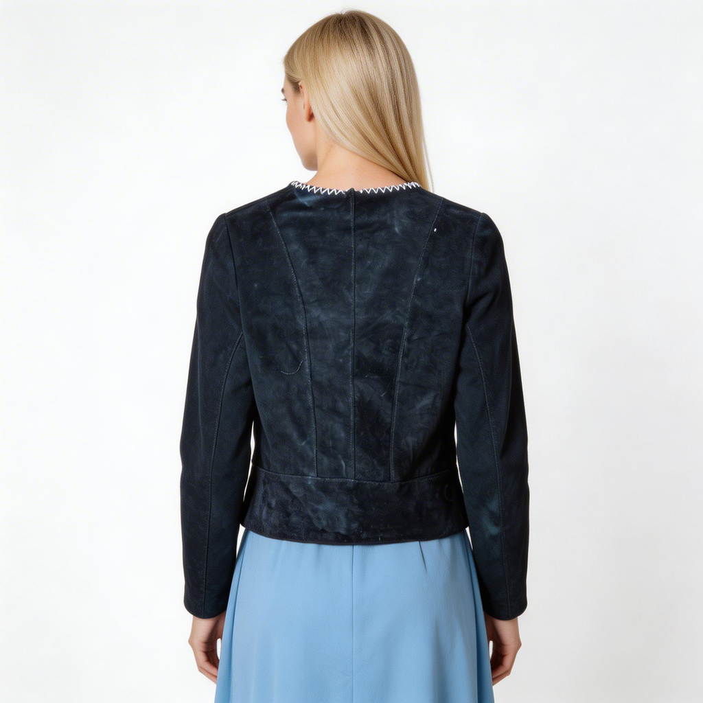 Ladies black suede leather jacket.