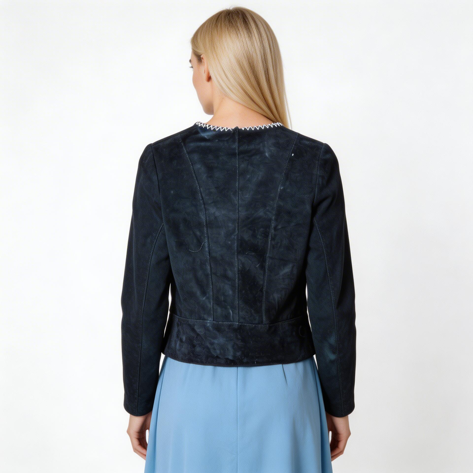 Ladies black suede leather jacket.