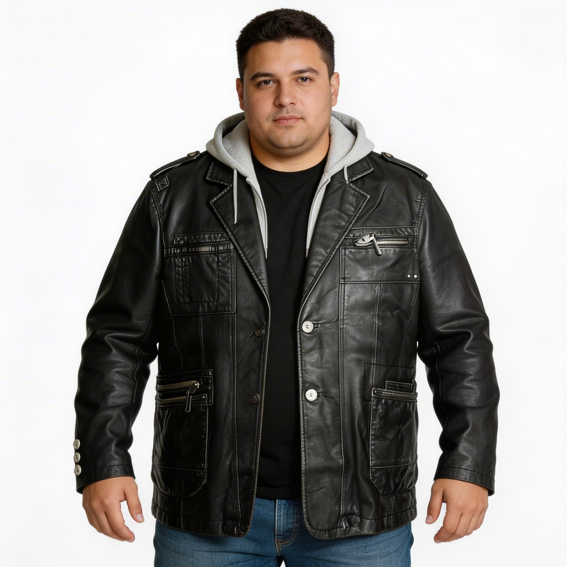 Black charcoal faded leather jacket.