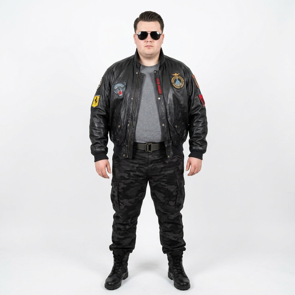 Black leather jacket for man.