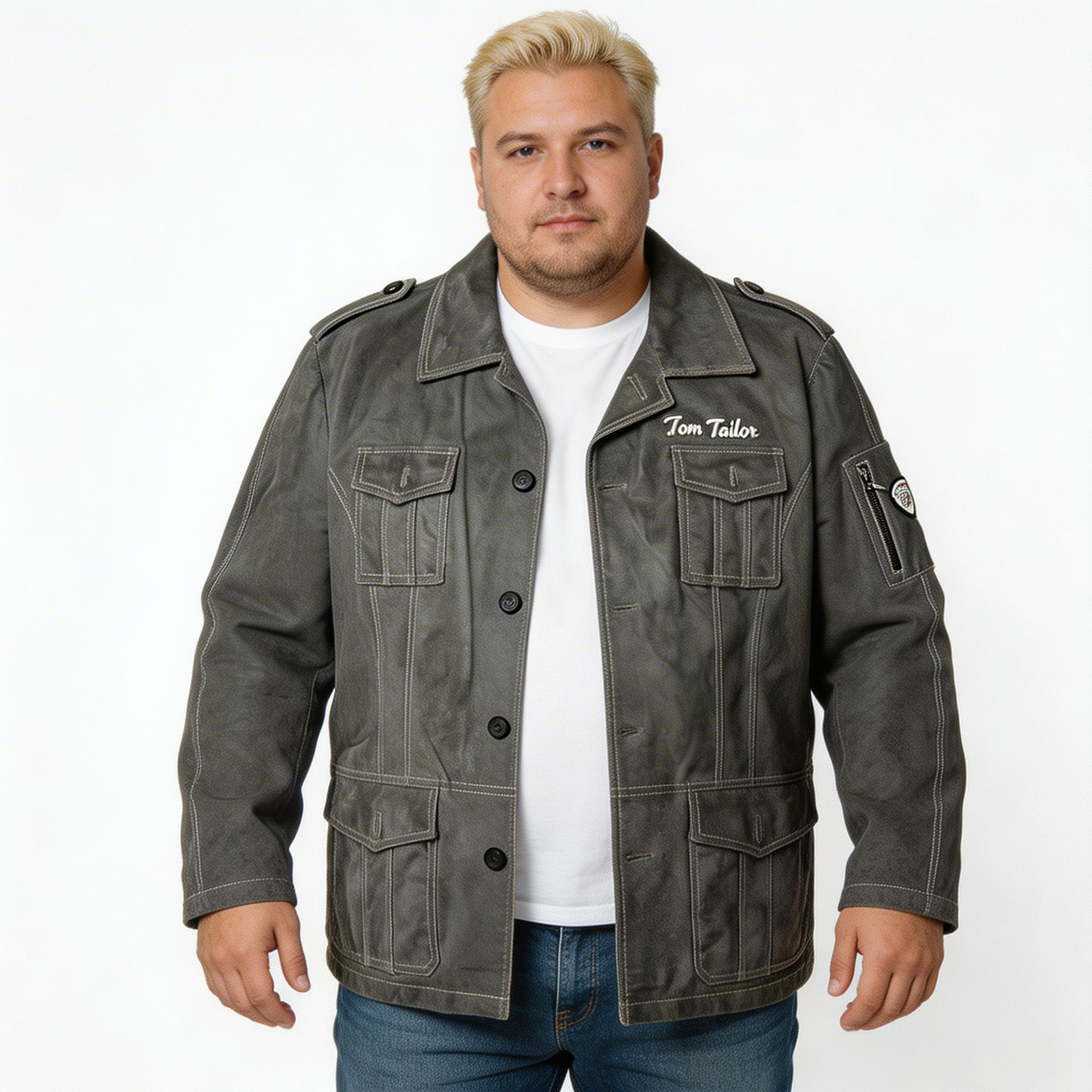Grey suede leather jacket.