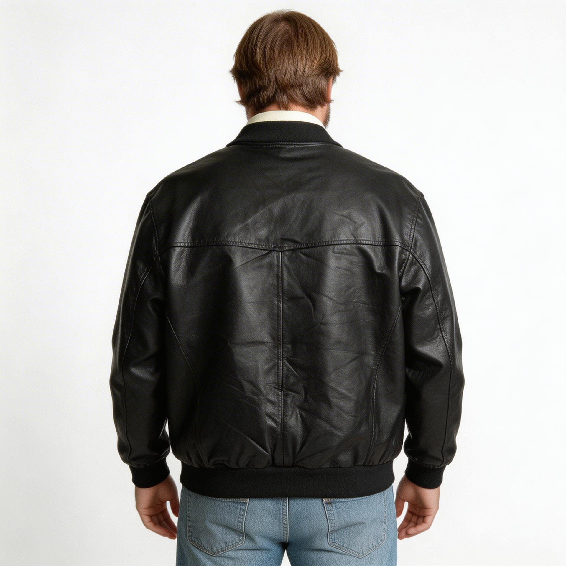 Black cow leather jacket.